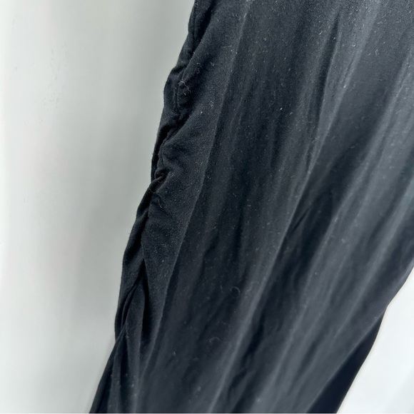 AllSaints Natalie Slim Fit Gathered Midi Dress Size 4 Black Short Sleeve Stretch - Picture 6 of 11